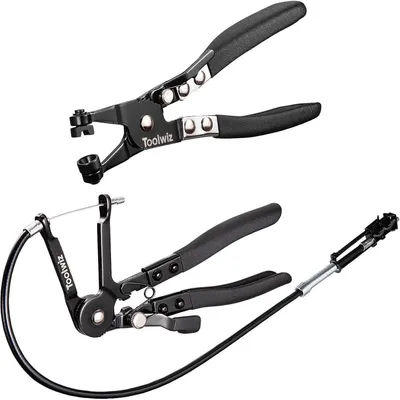 Immagine prodotto di Set di pinze per fascette stringitubo, composto da 2 pezzi, con pinza flessibile e sistema di bloccaggio, ideale per tubi del radiatore automobilistici, lunghezza 68,6 cm