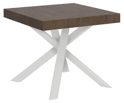 Immagine prodotto di Tavolo Allungabile 90-194x90x76 cm Clerk Noce Gambe Bianche