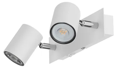 Produktbild von ledscom.de Wandspot WAIKA, zweiflammig, mit Schalter, weiß matt, inkl. GU10 LED Lampen je 510lm warmweiß