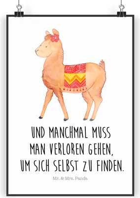 Produktbild von Mr. & Mrs. Panda Bild Alpaka Stolz DIN A5 - Weiß - Geschenk, Kunstdruck, Lama, Wanddekoration, drucke, wanddeko, Plakat