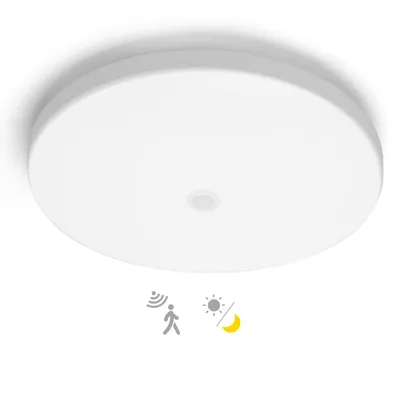 Produktbild von Great Jacob LED Deckenleuchte mit Bewegungsmelder Dämmerungssensor 18W Deckenlampe 2430lm 4000K Neutrales Licht, Ø25,2cm