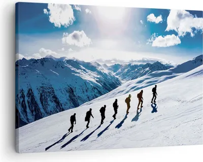 Produktbild von Bild auf Leinwand - Leinwandbild - Einteilig - Berg Wanderung Gipfel - 70x50cm - Wand Bild - Wanddeko - Wandbilder - Leinwanddruck - Bilder - Wanddekoration - Leinwand bilder - Wandbild - AA70x50-4803