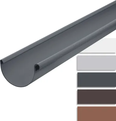 Produktbild von INEFA Dachrinne Kunststoff halbrund 200cm NW100 / 100mm, Anthrazit, Regenrinnen PVC, einfache Steckmontage,  Germany