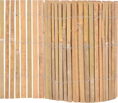 A close-up view of a bamboo fence.