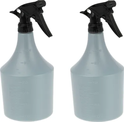Image de Lot de 2 vaporisateurs Relaxdays, 1 litre, buse brume et jet, gradué, rechargeable, en plastique, gris/noir