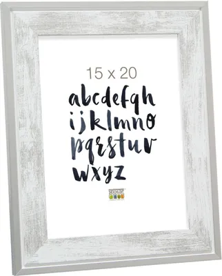 Produktbild von Deknudt Holzbilderrahmen S43RE, 10x15 cm, weiß mit silbernem Rand