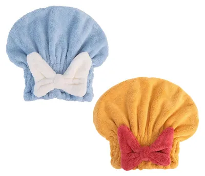 Produktbild von Saugfähige Haartrockenhaube, schnelltrocknendes Mikrofaser-Haarhandtuch, Duschhaube, Haartrocken-Turban mit Schleife für Damen und Mädchen E