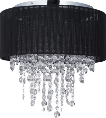Zdjęcie produktu dla Relaxdays – lampa sufitowa z kryształów, klosz z organzy, oprawka G9, 5-punktowa lampa sufitowa, 39 x 40 cm, czarno-srebrna