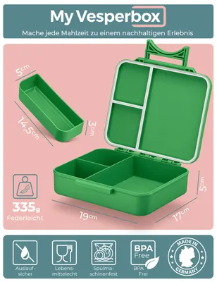 Produktbild von My Vesperbox® Brotdose für Kinder mit Fächern Liv [ GERMANY] - Lunchbox mit Trennfächern - Bento Box - Jausenbox - Brotzeitbox für Schule & Kindergarten - Vesperdose für Jungen & Mädchen