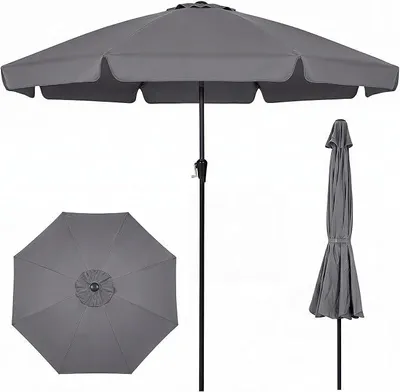 Imagen del producto de Sombrilla de 300 cm, sombrilla para jardín con volantes y manivela, color gris