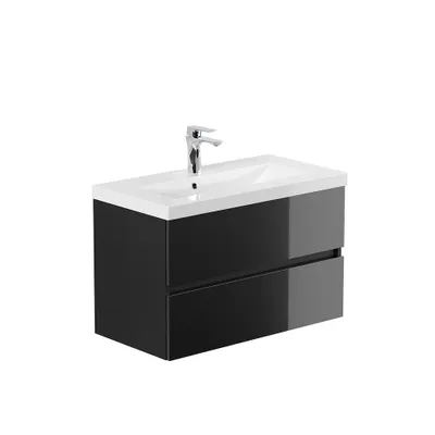Produktbild von HOME DELUXE - Badmöbel - Set - WANGEROOGE BIG Deluxe – Größe: S, Farbe: Schwarz, Breite Waschbecken: ca. 80 cm I Badezimmermöbel Waschtisch Waschbecken