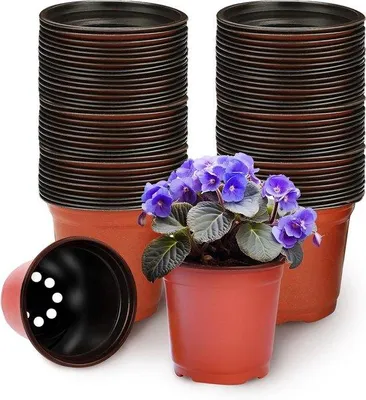 Zdjęcie produktu dla Zestaw 100 plastikowych pojemników do uprawy roślin, 10 cm, do roślin, roślin doniczkowych, nasion i sadzonek