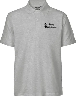 Produktbild von Huuraa Herren Polo Shirt Ho Ho Ho Santa Merry Christmas M Sport Grey Bio Baumwolle Fairtrade Poloshirt Geschenkidee