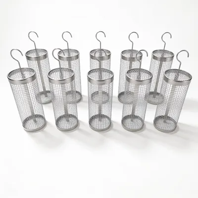 Productafbeelding van Grillmand RVS, set van 10 stuks – rolbare grillkorf 20 cm voor groente, friet en vis, roestvrij en vaatwasserbestendig, voor barbecue en kampvuur