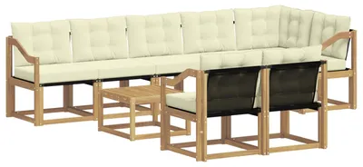 Produktbild von vidaXL Outdoor-Sofagarnitur mit Kissen 9 pcs Weiß und Creme