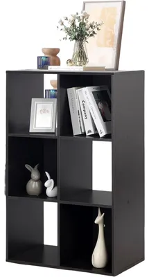 Imagen del producto de Estantería modular de 6 compartimentos, diseño moderno, madera color marrón