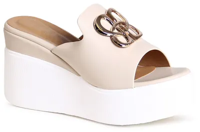 Produktbild von topschuhe24 2798 Damen Keilabsatz Sandaletten XXL Plateau Sandalen, Farbe:Beige, Größe:40 EU