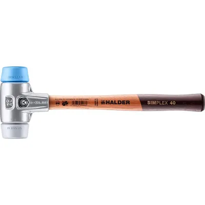 Produktbild von HALDER SIMPLEX Schonhammer Ø 40 mm TPE-soft blau / TPE-mid grau mit Aluminiumgehäuse