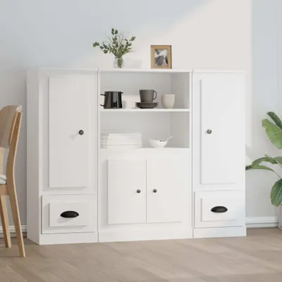 Produktbild von vidaXL Highboards 3 Stk. Weiß Holzwerkstoff