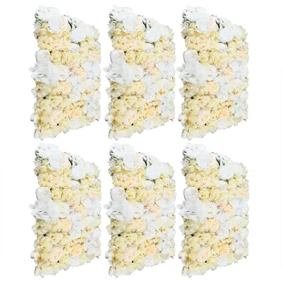 Image de 6 pièces mur de fleurs en soie fleur blanche rose bricolage mariage mur de fleurs 60cm*40cm