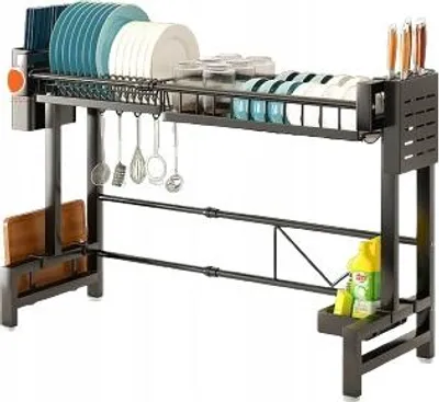 Zdjęcie produktu dla Suszarka na naczynia nad zlew czarna 60-100cm x 55cm