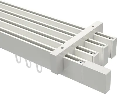 Produktbild von Interdeco Innenlaufstange / Gardinenstange mit Innenlauf Weiß, Typ Smartline Lox (Quader), 14x35 mm 4-läufig, 420 cm