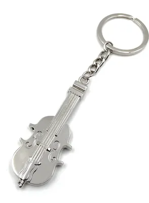 Produktbild von Onwomania Bass Cello Gitarre Schlüsselanhänger Metall Glücksbringer in Alu Geschenkbox, ideal zum Verschenken
