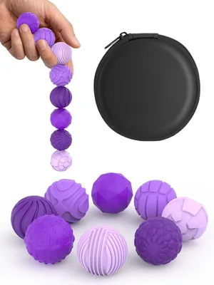 Produktbild von 8 Stück Fidget Toys, Silikon Anti-Stress Bälle für Erwachsene und Kinder mit Angs tabbau & ADHD, Sensorische Kugeln Set (Geometrisch · Violett)