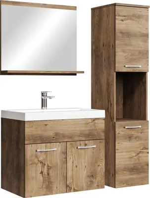 Image de Meuble de salle de bain Montreal 60 cm lavabo Chene Marron - Armoire de rangement Meuble lavabo evier Meubles