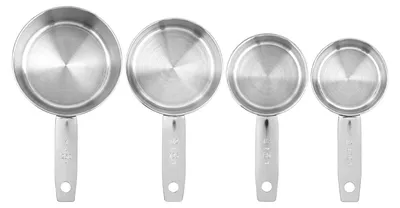 4 Edelstahl-Messbecher, 4 Größen, 60–250 ml, Silber