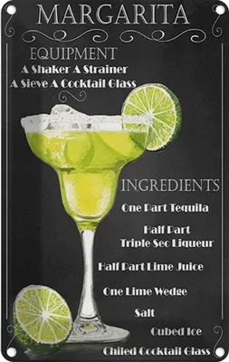 Produktbild von vianmo Blechschild 30x20 cm Margarita Equipment ingredients
