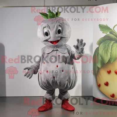 Produktbild von Maskottchenkostüm REDBROKOLY Silber Erdbeere mit Bluse und Fußpolstern