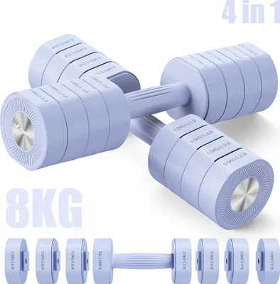 Produktbild von Verstellbare 4-in-1 Kurzhanteln 2er Set (1–4 kg) – Fitness Dumbbells für Zuhause & Home Gym, Krafttraining & Geschenkidee, blau