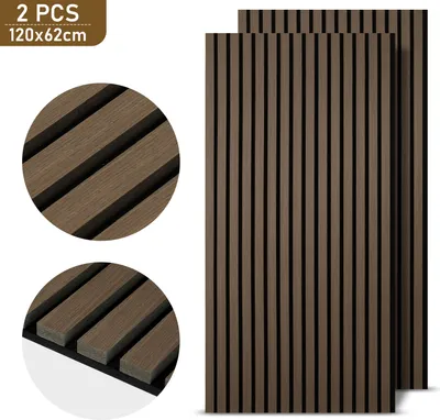Obrázek produktu pro TolleTour Akustické obklady stěn 120x60x2,1cm MDF akustické panely stěnové panely 2x ořech
