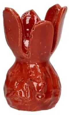 Image de Bougeoir Pomax Mani en grès, rouge, diamètre 10 cm, hauteur 18 cm