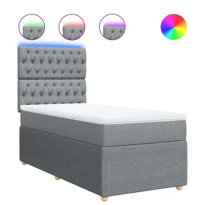 Produktbild von Boxspringbett mit Matratze Hellgrau 100x200 cm Stoff