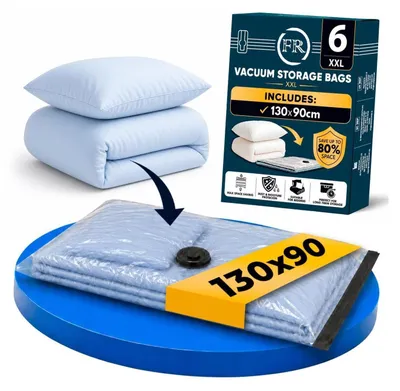 Image de Sacs de conservation sous vide XXL pour couettes et oreillers, lot de 6, dimensions 130 x 90 cm
