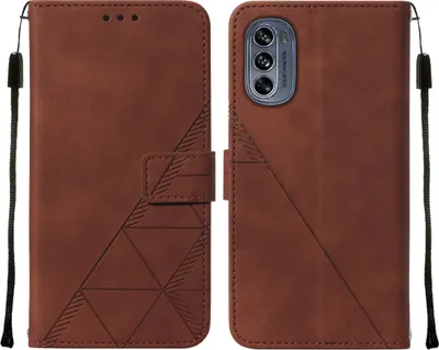 Obrázek produktu pro Flipové kožené pouzdro pro Motorola Moto G62 5G peněženkový design pouzdro s embosováním, držákem karet a stojánkem Hnědý