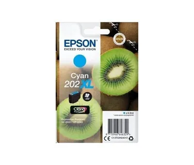 Obrázok produktu pre Epson Kiwi Singlepack Cyan 202XL Claria Premium Ink, Vysoký (XL) výnos, Azúrová, 8,5 ml, 1 kusov, 650 strany