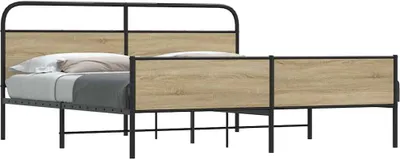Immagine prodotto di Maison Exclusive - Letto in metallo senza materasso, rovere affumicato, 183x213 cm