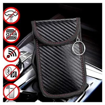 Produktbild von Autoschlüssel Hülle, 2 Stück, RFID Schutz für Autoschlüssel, Signalblockierung, Schutzhülle mit Karabiner, Keyless Autoschlüssel Tasche