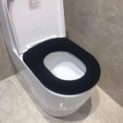 Produktbild von Universell passender, bequemer WC-Sitz, dicker Plüsch-WC-Sitz – Schwarz, waschbares WC-Sitzkissen