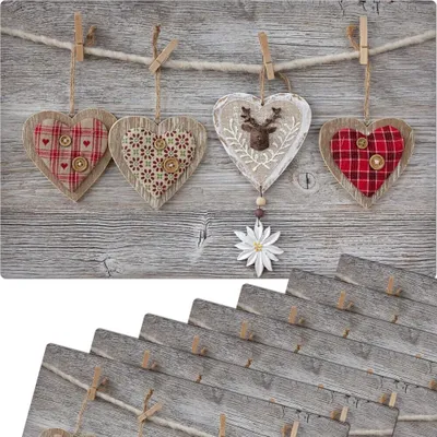 Immagine prodotto di fiammiferi21 tovagliette MOTIV cuori colorati & tavola di legno 8 pz. Plastica lavabile 43,5x28,5 cm ciascuna
