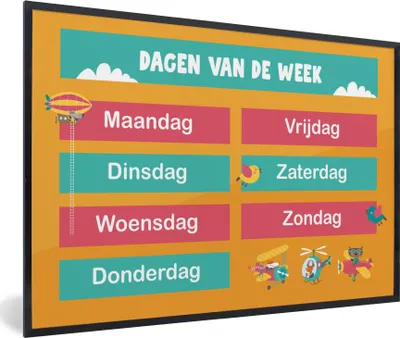 Produktbild von MuchoWow® MuchoWow® Gerahmtes Poster Kindergarten - Woche - Pädagogisch - Mädchen - Jungen - Kinder 90x60 cm - Poster mit zchwarzem Bilderrahmen - Fotorahmen - Foto-Plakat