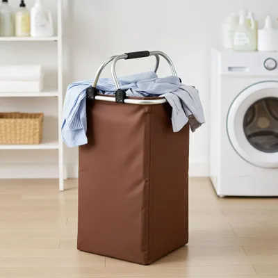 Produktbild von XXL Strandtasche Wäschekorb Flaschensammler faltbar Höhe 62cm x Breite 34cm coffee (braun)