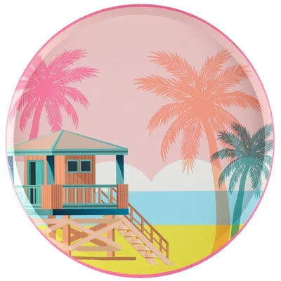 Produktbild von Pappteller mit 'Hello Summer' Design, 10 Stück, ca. 22,5 cm Durchmesser
