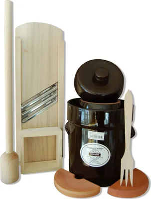 Produktbild von MS-Steinzeug 5 Ltr. Gärtopf-Set mit Hobel, Stampfer und Gabel, 3207