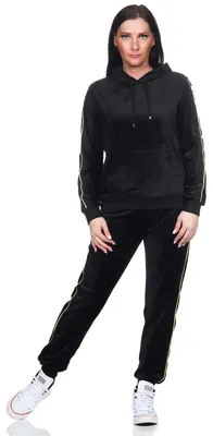 Produktbild von Damen Jogginganzug Nicki-Anzug mit Kapuzen hoodie: Schwarz/M