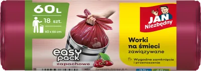 Immagine prodotto di Jan Niezbędny Worki na śmieci 60L wiśniowe 18 sztuk