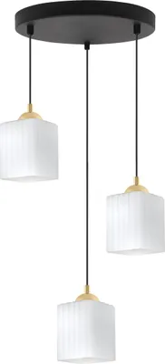 Image de Suspension Riffle noir et doré – suspension à 3 ampoules avec cubes blancs E27
